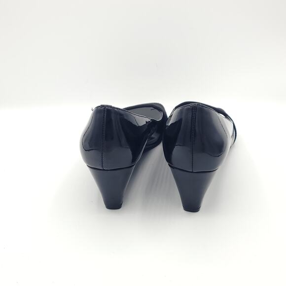 Ellen Tracy patent black peep toe wedges women's size 8.5 - Picture 6 of 10